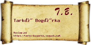 Tarkó Bogárka névjegykártya